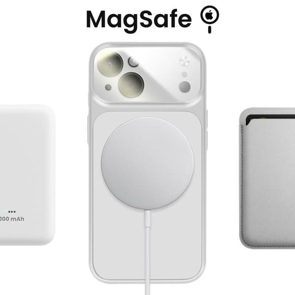 MagSafe cover til iPhone 15 hård med glasbeskyttelse til kamera sølv Grå