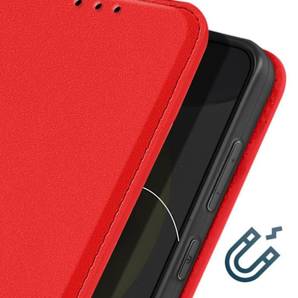 Rött halvhårt fodral till Samsung Galaxy S24 Plus med korthållare, videostöd och magnetisk flip Röd