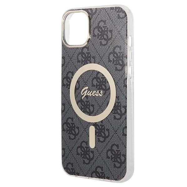 Guess Bundle Pack MagSafe 4G - Cover sæt til iPhone 14 Plus + MagSafe oplader (Sort/Guld) - 3666339102821