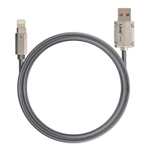 LinQ 3A USB-kabel til iPhone Forstærket kappe 1,2m LinQ Grå