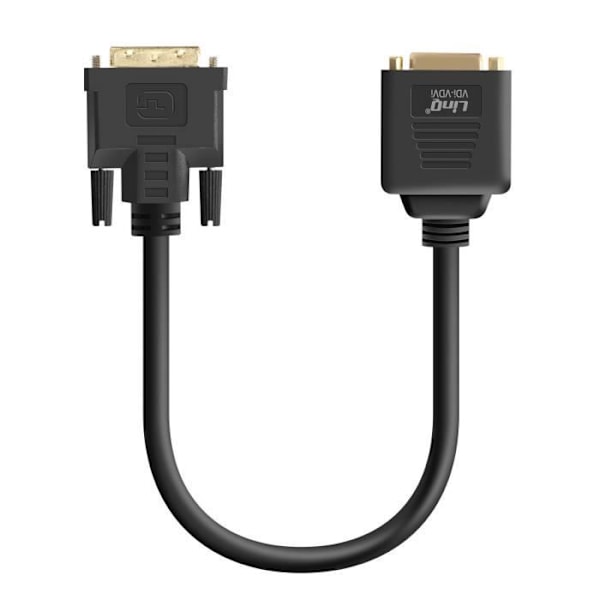 DVI han til VGA hun og DVI-I hun adapter Kompakt 33 cm LinQ Sort