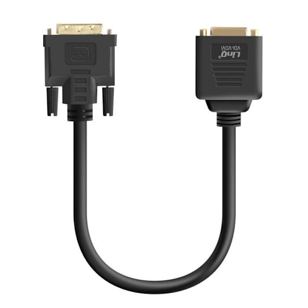 DVI hane till VGA hona och DVI-I hona Adapter Kompakt 33cm LinQ Svart
