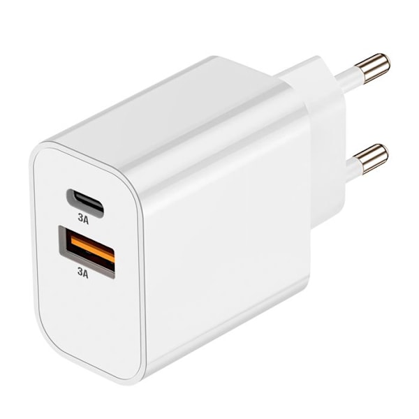 USB-C + USB 15W Pikalataus Seinälaite Kompakti Akashi Valkoinen Vit