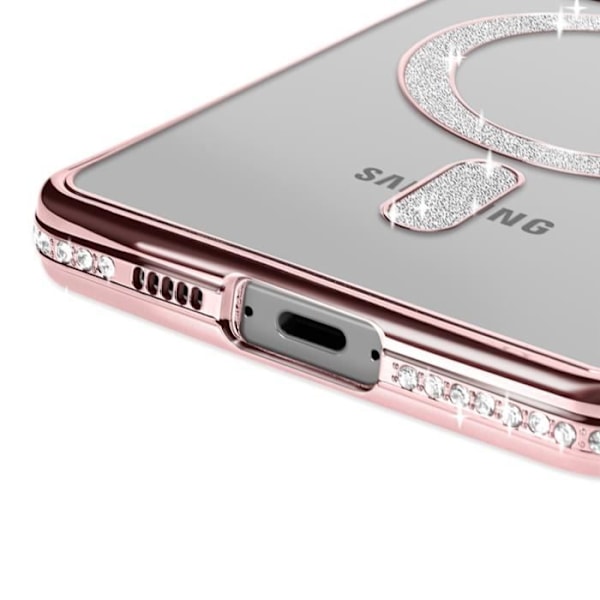 Coque Diamant för Samsung Galaxy S24 FE MagSafe Kontur Strass Roséchampagne Rosa