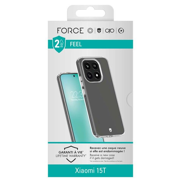 Coque - FORCE CASE - Xiaomi 15T Feel 2m - Stötskydd 2 m - Tryax Inserts 3D - Transparent Vit