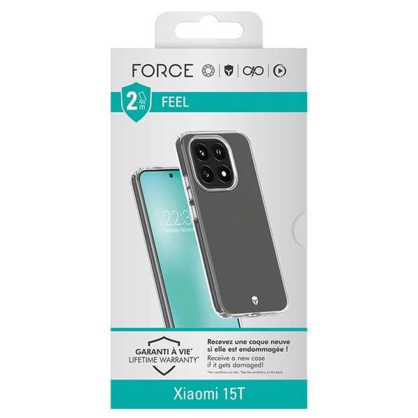 Kuori - FORCE CASE - Xiaomi 15T Feel 2m - 2 m pudotussuoja - Tryax Inserts 3D - Läpinäkyvä Vit