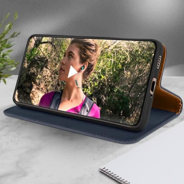 Housse Folio - Samsung - Galaxy S21 - Mørkeblå - Semi-hård - Magnetisk Midnattsblå