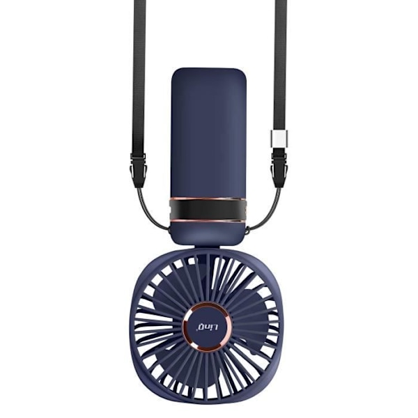 Mini Bärbar Fläkt Justerbar 90° LED Display Rund Design LinQ Night Blue Blå