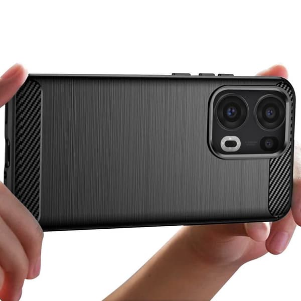 Coque - Oppo - Reno 13 Pro - Silikone - Carbon Design - Børstet Sort Effekt Svart