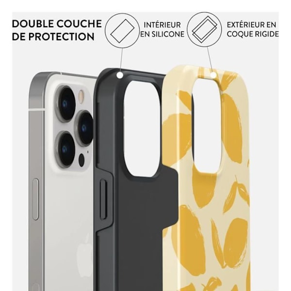 Coque pour iPhone 13 Pro MagSafe Tough Antichocs Modèle Lemon Tart Burga Jaune Beige
