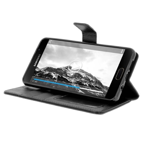 Etui til Samsung Galaxy A5 2016 - Sort - Silikone gel etui - 3 opbevaringsslots - Horisontal støtte Svart