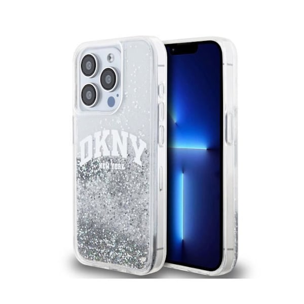 Coque til Apple iPhone 14 Pro Liquid Glitter Arch Fleksibel Ultra-Chic DKNY Transparent Grå