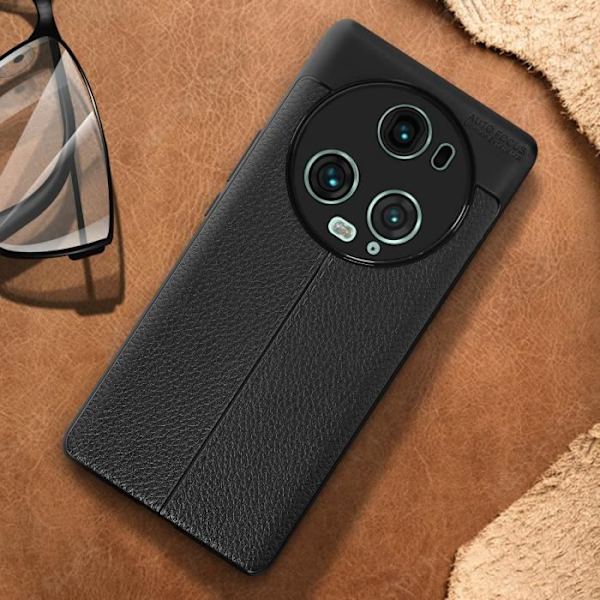 Etui til Honor Magic 5 Pro - AVIZAR - Fleksibel gel silikone - Sort - Lædereffekt - Trekantmønster Svart