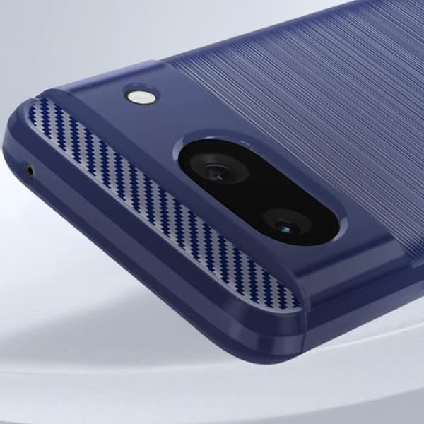 Cover til Google Pixel 8a - AVIZAR - Fleksibel kulstof og børstet effekt midnatsblå Blå