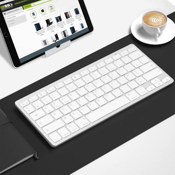 Langaton AVIZAR Bluetooth-näppäimistö - AZERTY - Saksimekanismi - 0,2 s vasteaika - Valkoinen