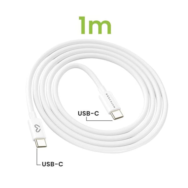 Laddare för iPhone 15 Plus 20W + USB-C-kabel 1m Mayaxess Vit Vit