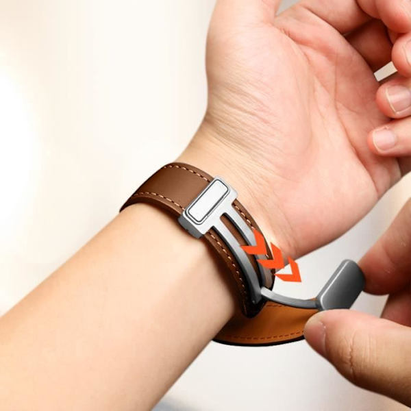 Rannekoru - AVIZAR - Galaxy Watch 5/5 Pro/4 - Nahka - Ruskea magneettinen solki kastanj