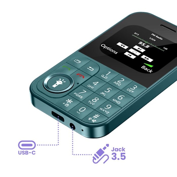 Käytäväpuhelin 2,01 tuuman näyttö Double SIM Kaareva tyyli Tumma vihreä