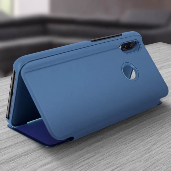 Xiaomi Redmi Note 7 Case Mirror Case Läpinäkyvä Flip Stand Video - Sininen