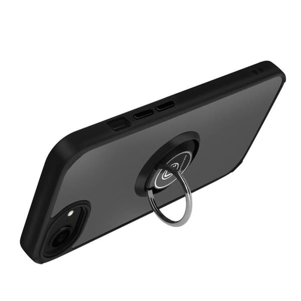 Coque Antichoc - iPhone 16e - Sort - Magnetisk Ring - Polycarbonat - Silikone Gel Svart