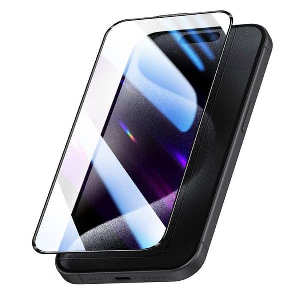 Hærdet Glas til iPhone 15 Pro Max Stødabsorberende med Magic Box Zanaé Monteringssæt Gennemsigtig Vit