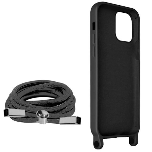 iPhone 12 Pro Max Cover - AVIZAR - Halvstiv - Halsrem 80 cm - Sort Svart