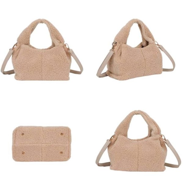 Naisille tarkoitettu karvoilla varustettu olkalaukku irrotettavalla hihnalla Gallantry taupe Beige