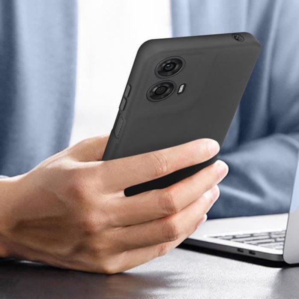 Kotelo Motorola Moto G24:lle ja G04:lle Silicone Soft-touch, jossa on musta hihna Svart