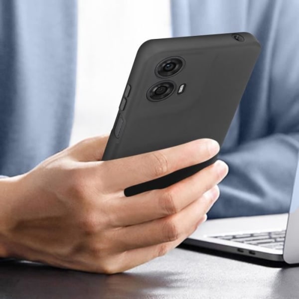 Taske til Motorola Moto G24 og G04 Silikone Soft-touch med strop Sort Svart