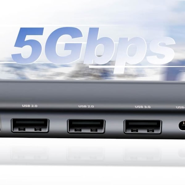 USB-C hub til USB-C 100W + HDMI + USB + SD / micro-SD kortlæser Swissten Sort Svart