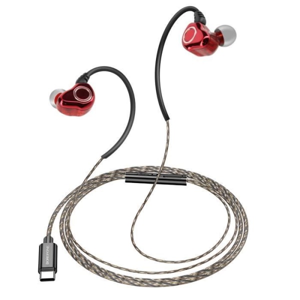 Borofone Red Extra Bass USB-C Sports høretelefoner Röd