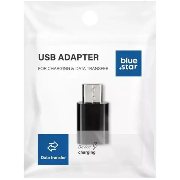 Kaapeli - verkkosovitin - puhelin Bluestar USB-C - MicroUSB Musta