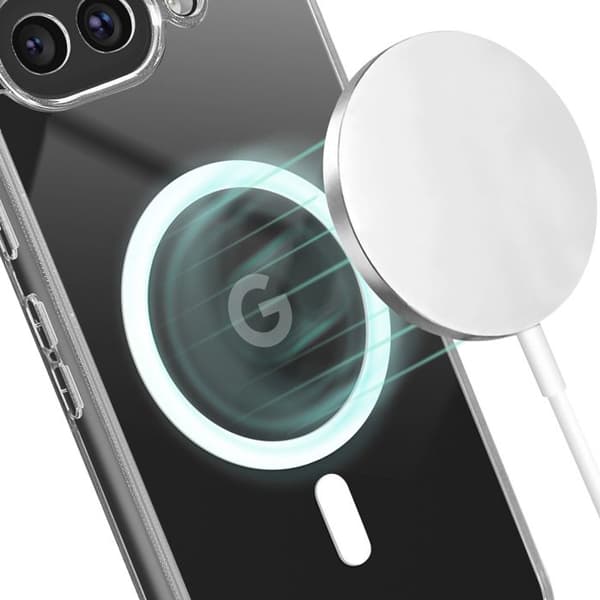 Coque MagSafe - Google - Pixel 9a - Stødabsorberende - Forstærkede Hjørner - Transparent Vit