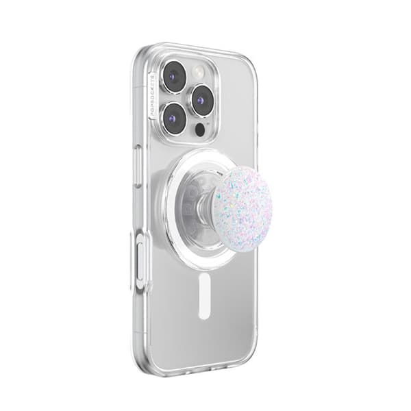 Support Smartphone PopGrip MagSafe Funktion Stativ og Selfie Glitrende Effekt PopSockets Hvid Vit