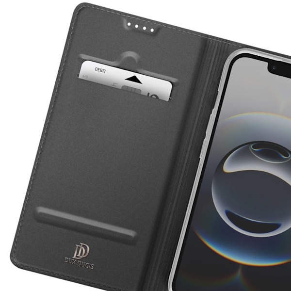 Étui för iPhone 16e Satin Effekts Kortficka Video Stöd Dux Ducis Svart Svart