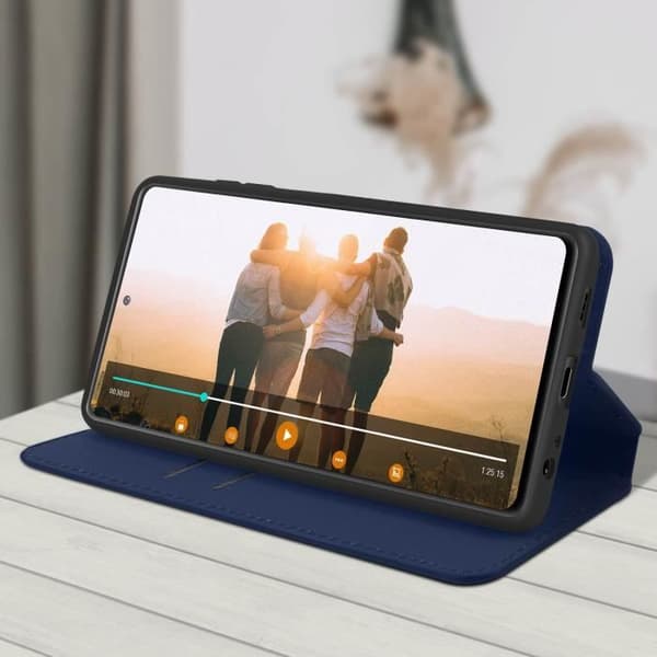 Hylster - Xiaomi - Redmi Note 10 / Note 10s - Øko-læder - Video Støtte - Kortlomme blå nat Midnattsblå