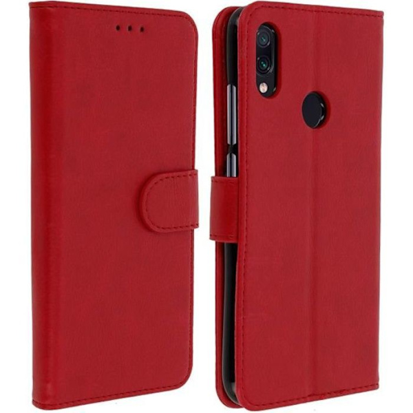 Lompakko - AVIZAR - Xiaomi Redmi Note 7 - Silikoni Geeli - Punainen - Videotuki Röd