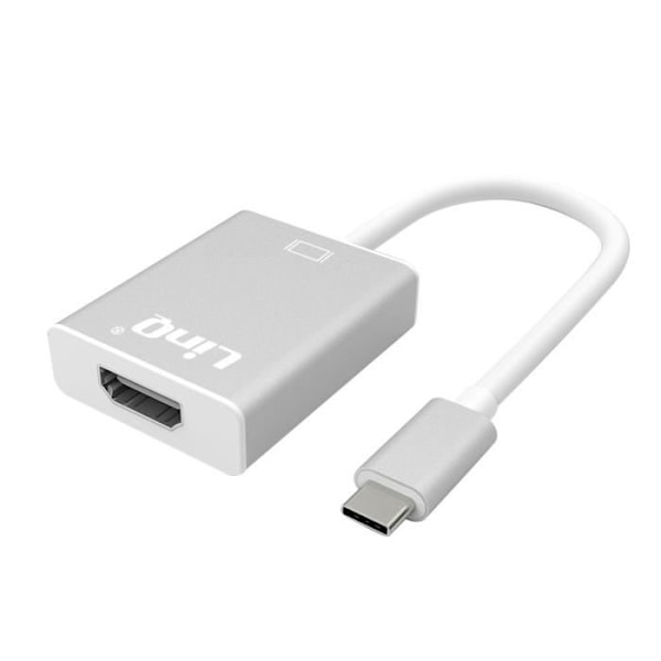 Videoadapter - LINQ - USB Typ C till HDMI-kabel - 4K - 15 cm - Plug & Play Silvergrå