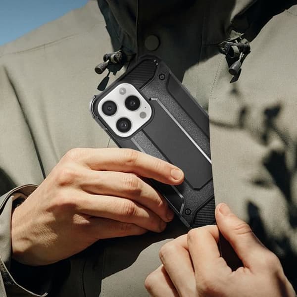 Cover til telefon - AVIZAR - iPhone 16 Pro Max - Stødabsorberende 1.8m - Forstærket silikone - Sort Svart
