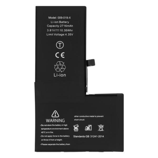 Akku iPhone X:lle - AVIZAR - BAT-COMP-IPX - 2716 mAh - Lithium Ion - 3,7 V - Musta Svart