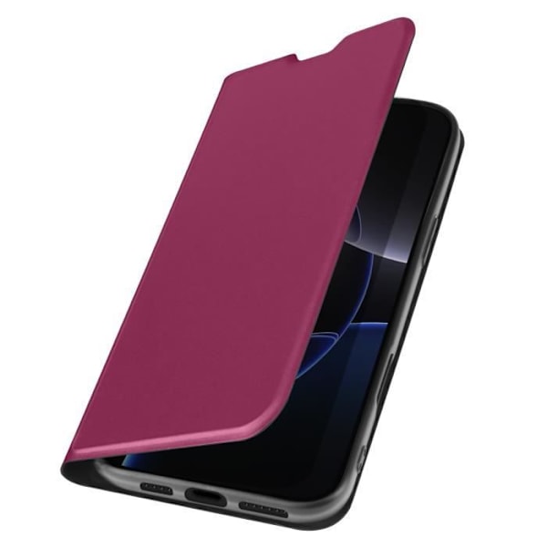Fodral till iPhone 16 Pro Max - AVIZAR - Soft touch - Korthållare - Videostöd - Burgundy Röd