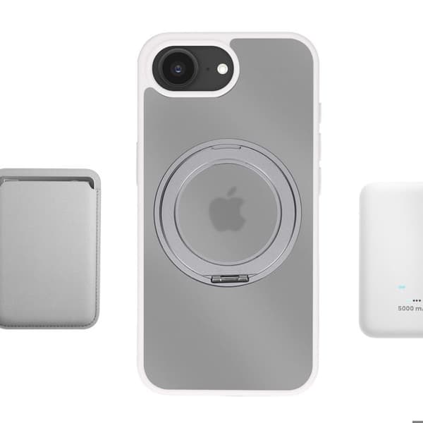MagSafe-cover til iPhone 16 med indbygget XL støtte-ring i hvid Vit