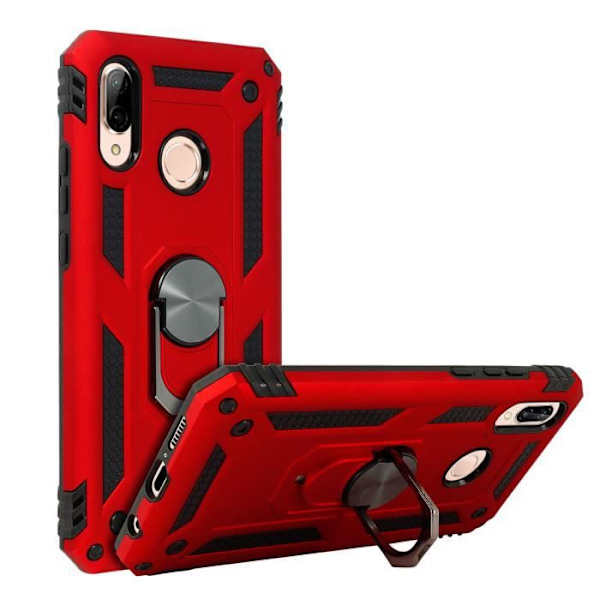 Coque - ILMOITTAA - P20 Lite - Bi-materiaalit - Kiinnitysrenkaat - Punainen videotuki Röd