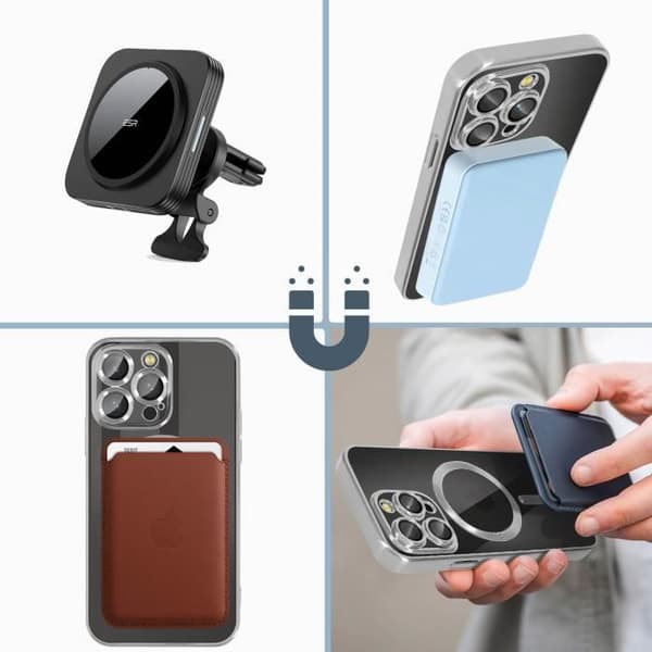 Coque - Apple - iPhone 14 Pro Max - Silikoni - Hopea - Yhteensopiva MagSafe Pengar