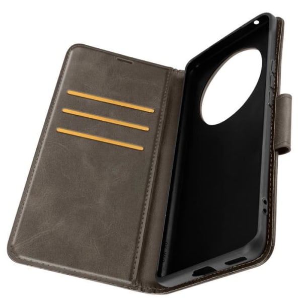 Fodral för Honor Magic 6 Lite 5G - AVIZAR - Flip Wallet Support handledsrem - Mörkgrå Grå
