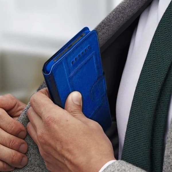 Smartphone-etui - Avizar - Universel - Øko-læder - 5,3 til 5,5 tommer - Mørkeblå Midnattsblå