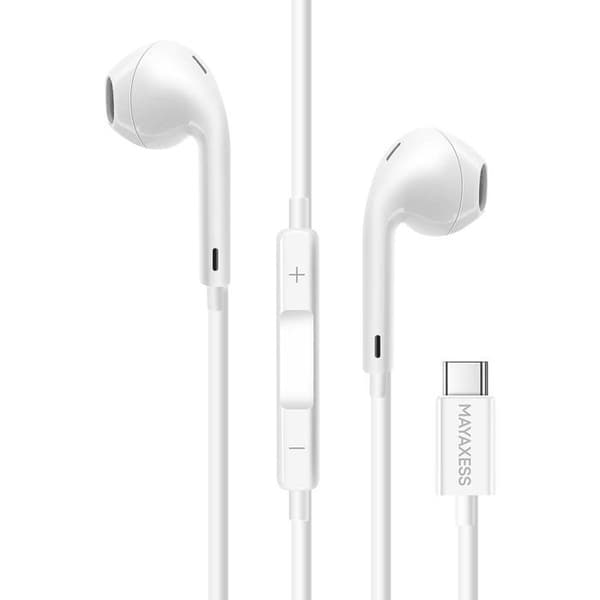 Hörlurar - MAYAXESS - iPhone 17 Pro Max - USB-C - Inbyggd mikrofon - Vit Vit