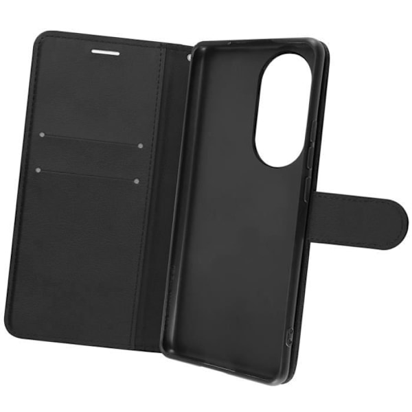 Etui til Oppo Reno 10 og 10 Pro Flip Wallet Video Support Håndledsrem Sort Svart