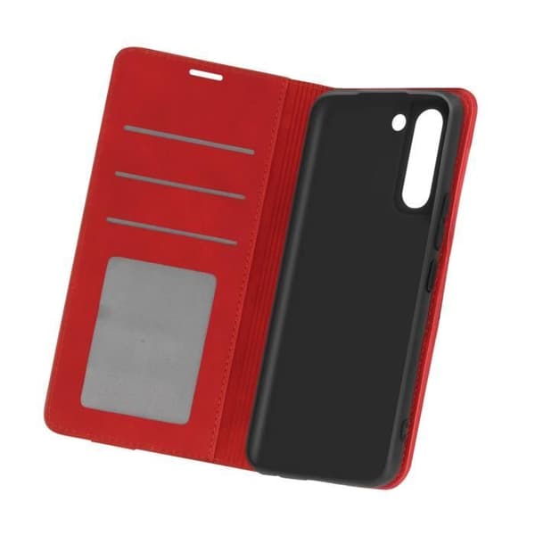Cover til Samsung Galaxy S21 Soft-touch Flip Wallet Video Support Rød