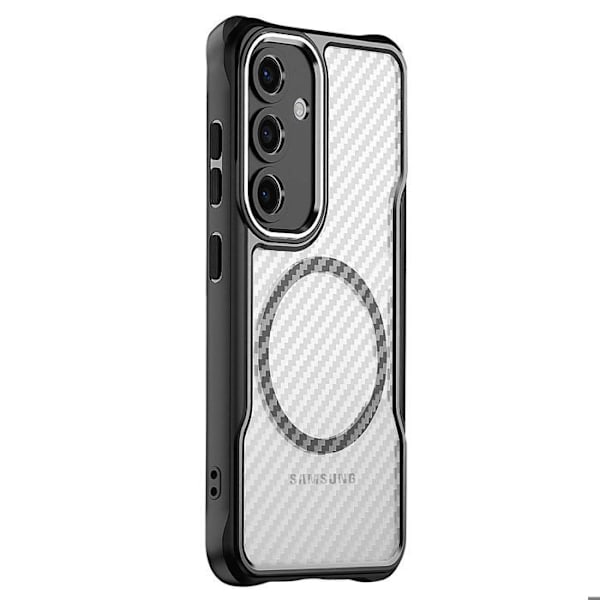 Coque för Samsung Galaxy S24 FE MagSafe Kolfiberstötabsorberande Förstärkt Svart Svart